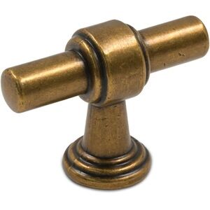 10 Antique Brass Cabinet Knob 1.46 inch Single hole